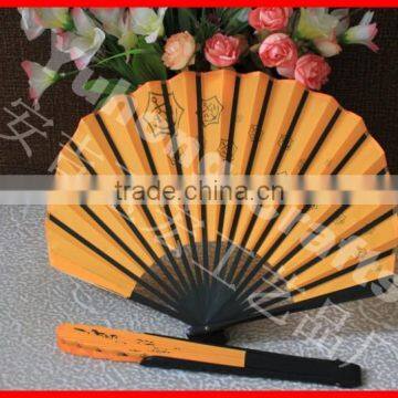 Chinese Folding Hand Fan With Black Bamboo Ribs photo-3