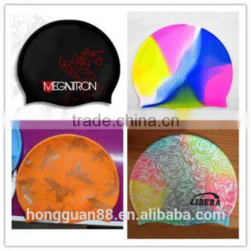 Alibaba express silicone ear swim cap / waterproof swimming caps / adult swim cap