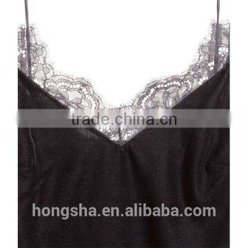 Tops For Women 2016 Thin Shoulder Straps Lace Trim Velvet Tops HST9265 photo-2