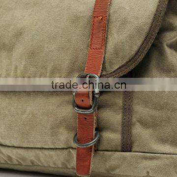 Unisex,Vintage Casual Cotton Canvas Leather Haversack Messenger Bag Courier Bag Haversack, Bookbag ,Shoulder Bag For Men & Women photo-3