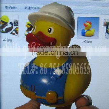 wholesale hardhat builder bath duck, denim overalls worker rubber duck