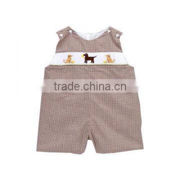 Brown Gingham Lab Smocked Shortall
