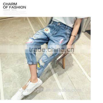 Simple Clothing Hole Torn Female Jeans Women's Cool Denim Pants Straight Jeans for Girl Vintage Casual Pants photo-5