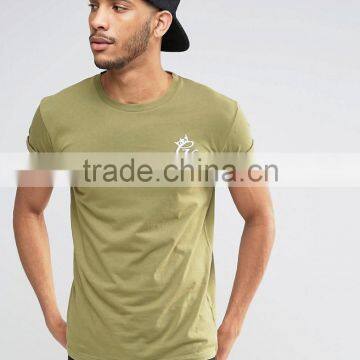 High Quality Mens Gym Fitted T-Shirt with Rolled Sleeves Custom Fitness T Shirt 95% Cotton 5% Elastane Workout T Shirt Wholesale