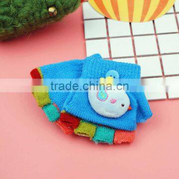 TC13018 New Design Cute Animal Knitting Pattern Kids Gloves With Half Fingers photo-3