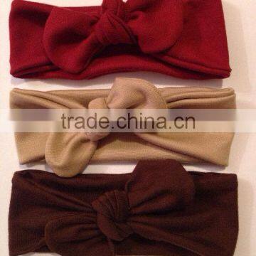 Baby Girl Bow Headwrap Baby Plain Fashionable Headband 100% Elastic Cotton