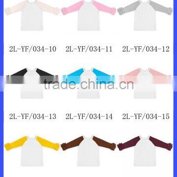 Baby Fall Cotton Shirt Long Sleeve Girls Clothes Ruffle Raglan Girls Blank Ruffle Sleeve T Shirt Wholesale Icing Ruffle Shirt