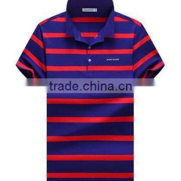 Short Sleeve Stripe Mens 100% Cotton Polo Shirt