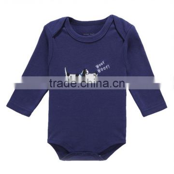 Plain Navy Comfortable Baby Romper Wholesale Long Sleeve Baby Bodysuits