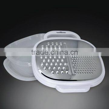 Grate & Stow Grater With Container - Includes a Multi-function Stainless Steel Grater, Clear Plastic Compact Container and Lid photo-2