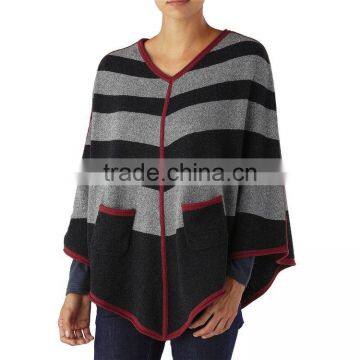 Custom Knit Sweater Women Pullover Poncho With Two Warm-Keeping Pockets photo-2