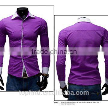 Beautiful Bright Color Slim Fit Men Dress Blank Shirt for Men photo-5