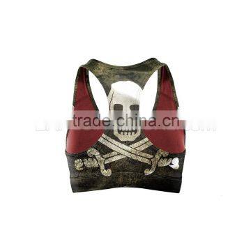 Pirate Skull Flag Yoga Fitness Push Up Bra With Red Inner Made With High Quality Supplex photo-2