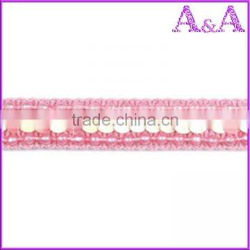 Pink and Green Wedding Dress Decorative Trim Materials Fabric Chemical Embroidery With Beads Cord Guipure Bobbin Lace photo-4