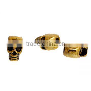 Zinc Based Alloy 3D Spacer Beads Skull Gold Tone Antique Gold photo-3