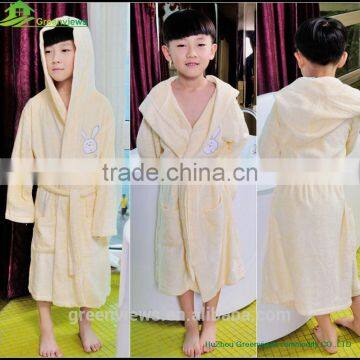 100% Cotton Terry Long Sleeve Hooded Thermal Children Bathrobe/hood kids bath robe,GVHLY2096