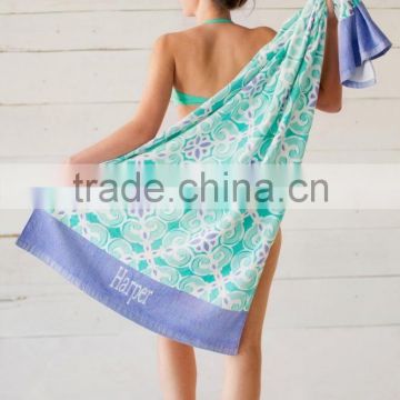 2017 new custom design full color printing digital velour 76*152cm beach blanket towels