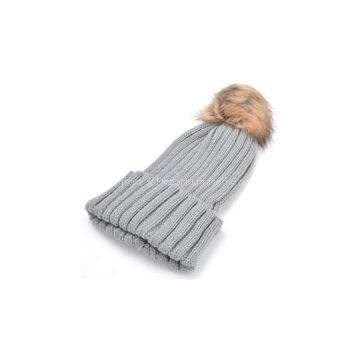 Classic Beanies Tight Knitted Faux Fur Hat Pompoms Top Quality