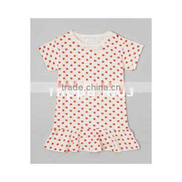 New fashion white red polkadots peplum top girls fancy shirts wholesale icing ruffle shirt girl tops