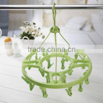 Fashion Plastic Drying Hanger Laundry Hanger with 18 clips for Sock Clothes