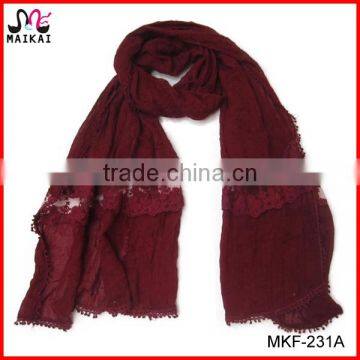 Wholesale 2015 new fashion cotton polyester lace scarf