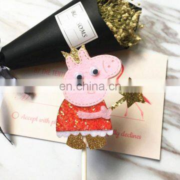 New Flamingo/Paige Pig/Deer/Christmas Tree Felt Cupcake Toppers Party Cake Decorations photo-4