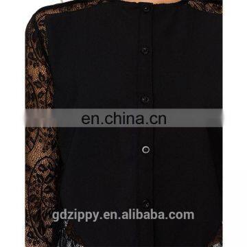 Long Sleeves Black Lace Fashion Blouses 2015 photo-5