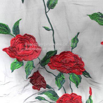 2017 Hot selling flower pattern patch embroidered mesh fabric for women
