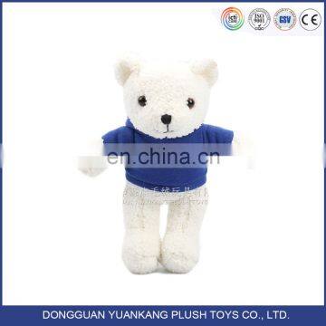 Custom plush white teddy bear souvenir stuffed toy with clothes