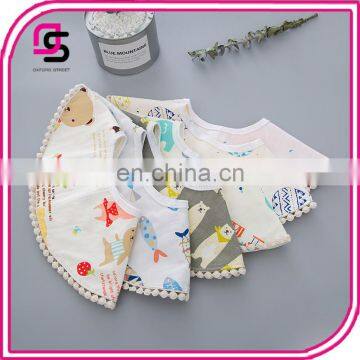 Wholesale price fashion soft round baby bandana drool bib with tassels