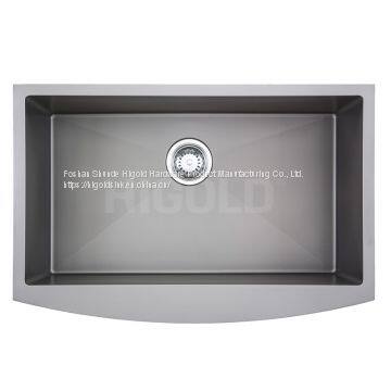 957023 HIGOLD PVD Grey Nano SUS 304 Stainless Steel Handmade Sink Apron Sink Farmhouse Sink 1.2mm