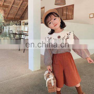 6140/ 2020 Newest Sweet Fashion Elegant Plaid Kids Shirt Spring Autumn Girls Long Sleeve Embroidered Shirt photo-5