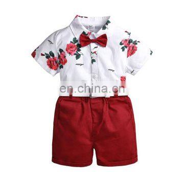 Baby Clothes Boy Gentleman Suit Bow Tie Short Sleeve Shorts Summer Two-piece Newborn Baby Boy Clothes photo-3
