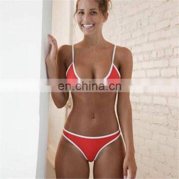 New Bikini 2019 Swimsuit Red Sexy Brazilian Low Waist Mini Bikini Set Push Up Solid Color Two Pieces Beach Bathing Suit Monokini