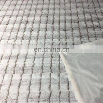 Luxury Warm Back Printed Cutting Brush pv Gray Faux Fur Winter Throw Blanket With White Micro Mink photo-4