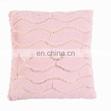 Luxury Warm Pink Sequin Faux Rabbit Fur Cushion With Shepa photo-2