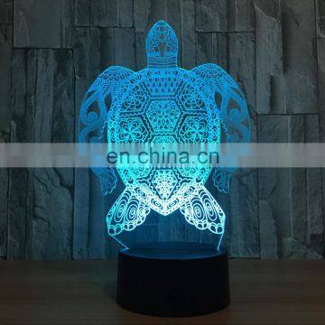 Turtle 3D Illusion Touch LED Night Light 7 Color Changing Acrylic Decor Gift USB Table Lamp