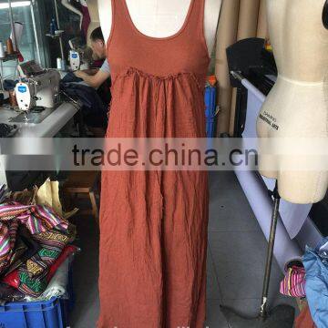 women sleeveless stitching casual dresses