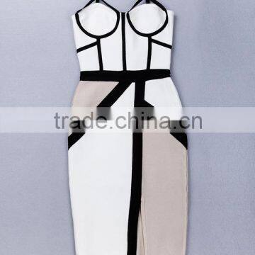 Summer Dress 2015 New Fashion Women Strap Blue Beige Black V Neck Strap Women Sey Mini Evening Party Bandage Dresses Bandage Bod photo-4