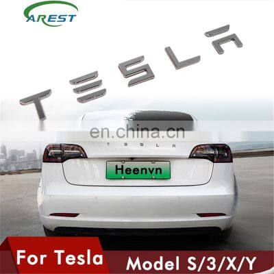 Carest Trunk Letter Sticker For Tesla Logo Letters Tail Letter Label Car Accessories For Tesla Model Y 3 S X Three Model3 ModelY