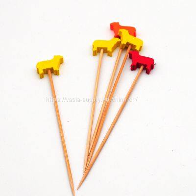 Disposable bamboo BBQ animal shape stick food fruit salad meat bead stick