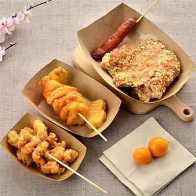 Brown kraft paper recyclable food boat tray