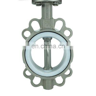 DKV PTFE Seals Wafer Type Butterfly Valve Spring Return Ss304 Pneumatic Hand Valve Pneumatic Butterfly Valve photo-2