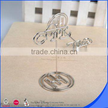 7cm Height silver nickel place card holder Logo shape