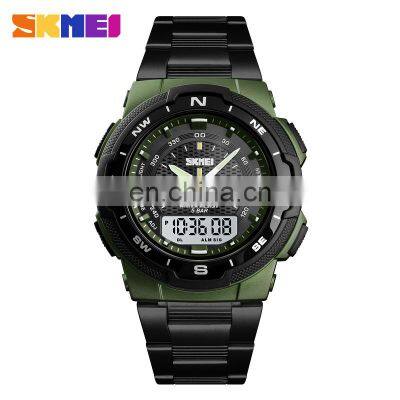 Skmei 1370 top quality 2time zone digital clock watch stainless steel waterproof sports military watches