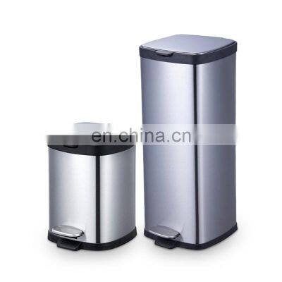 High quality square pedal waste bin stainless steel  kitchen recycling bin different color home recycling bin