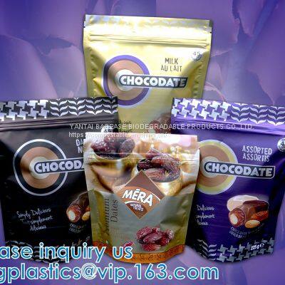 Kraft Paper Side Gusset Bag Open Top Heat Sealing For Snack Cookie Tea Take Out, Doypack Matte Mylar Packaging Bag Black Plastic Aluminum Foil Smell Proof Mylar Coffee Zipper Lock Bags photo-3