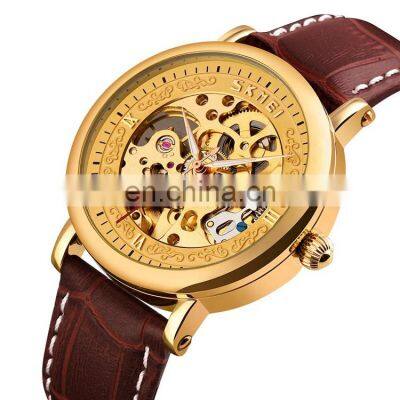 guangzhou watch factory SKMEI 9229 leather strap automatic mechanical watch brand