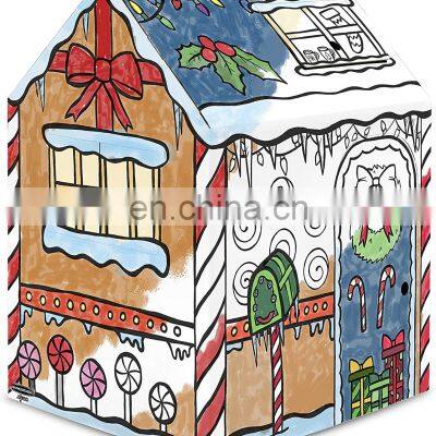 Custom Printed Children Toys For Art & Craft Diy Doodle House Coloring Indoor for Kids Cardboard Playhouse photo-2