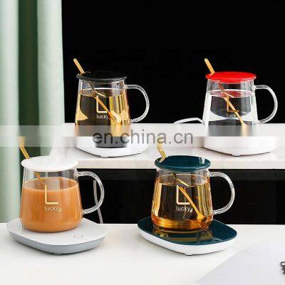 Luxury glass Coffee mug warmer coffee warmer constant temperature thermal 55 degree coffee mug set